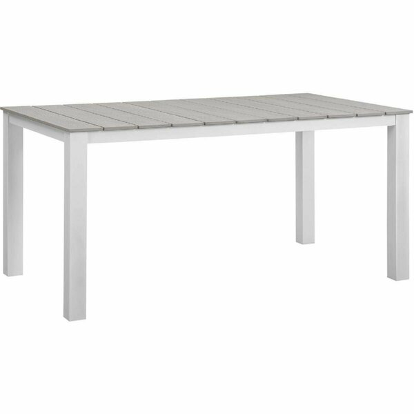 Primewir Maine Outdoor Patio Dining Table White Metal & Light Gray plywood 63 in. EEI-1508-WHI-LGR